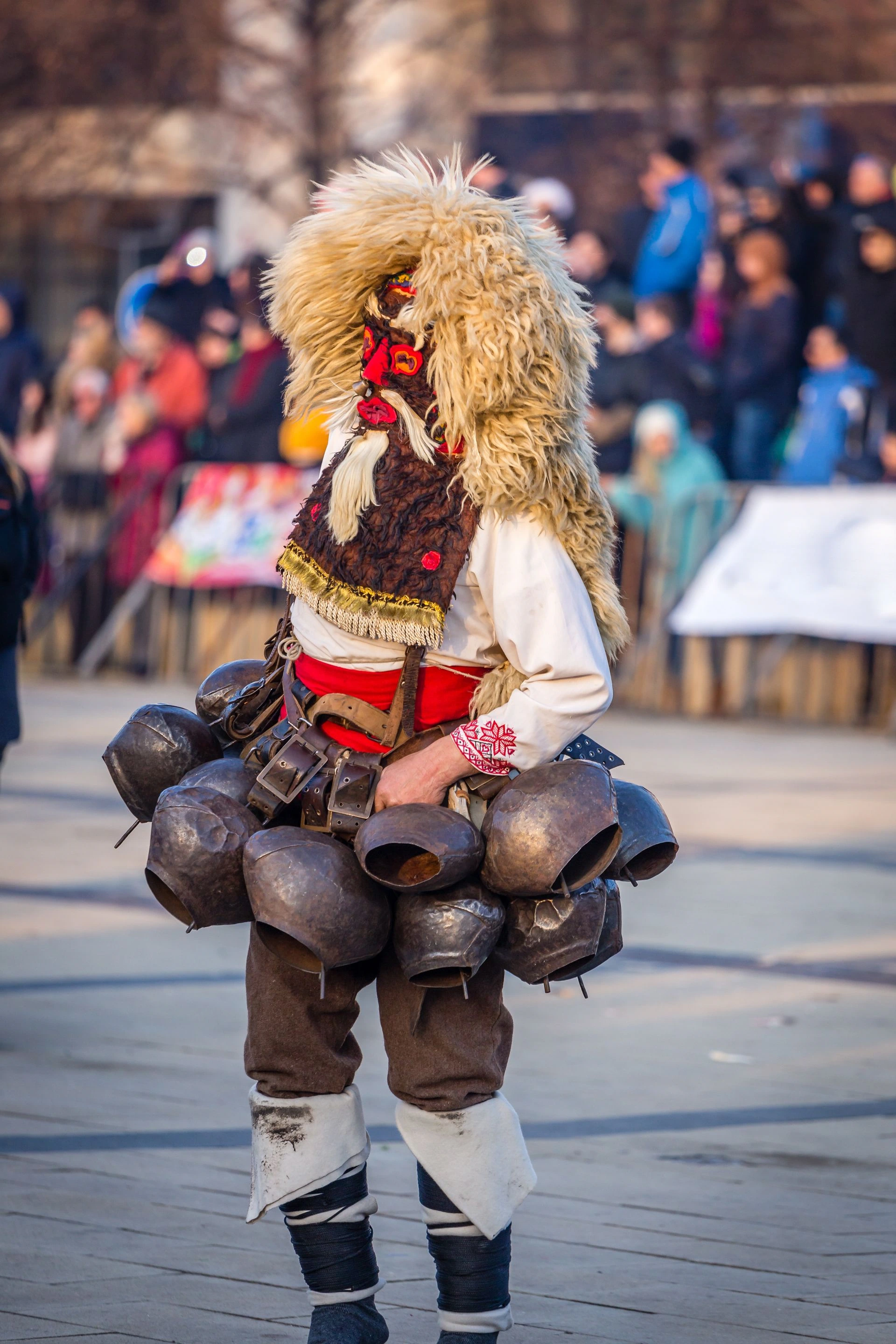Traditional bronze bells worn by Bulgarian Kukeri performers