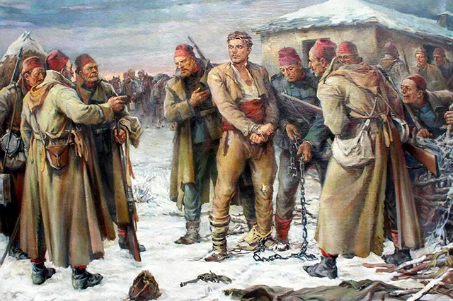 Painting depicting the capture of Vasil Levski by Ottoman authorities